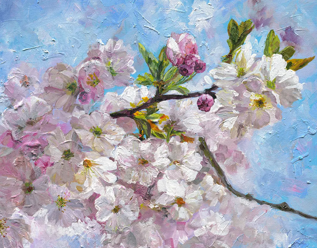 Cherry blossom painting by Daisy Ann Gonzalez